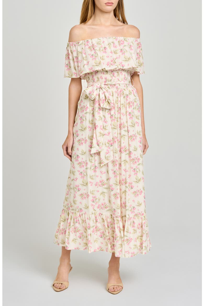 Indie Floral Off-the-Shoulder Dress, Main, color, GARDEN RASPBERRY