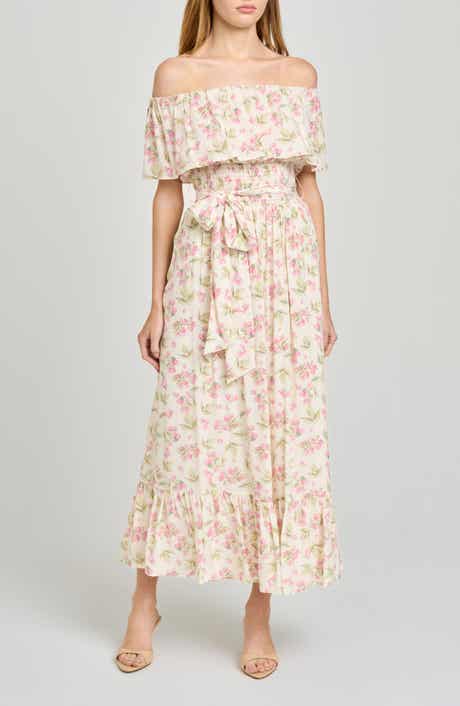 Indie Floral Off-the-Shoulder Dress