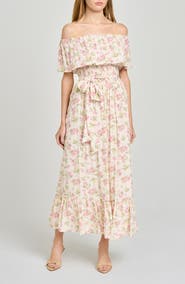 WAYF Indie Floral Off-the-Shoulder Dress