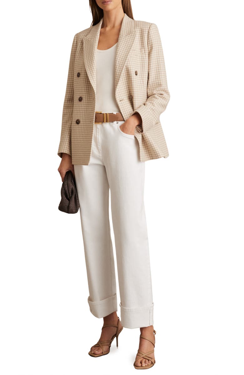 Reiss Bella Check Double Breasted Blazer, Alternate, color, Neutral Check