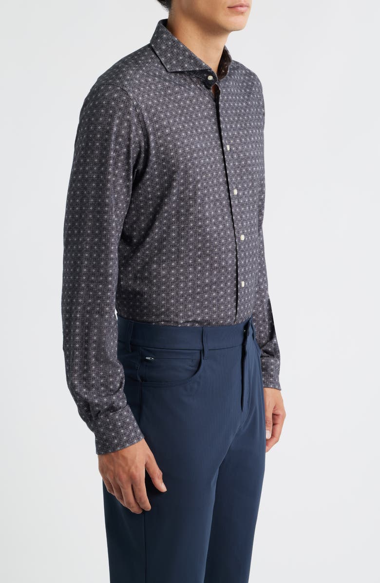 Emanuel Berg Modern Fit Stretch Cotton Jersey Dress Shirt, Alternate, color, Charcoal