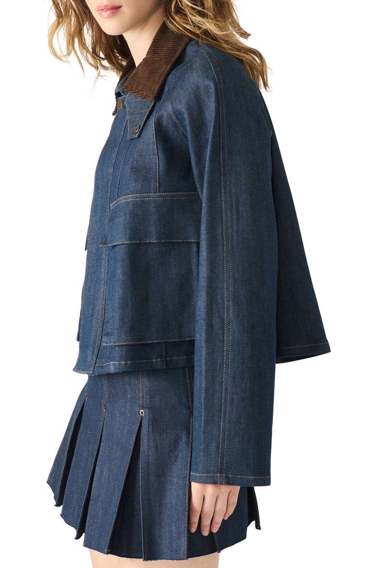 Justina Denim Jacket, Alternate, color, DEEP INDIGO