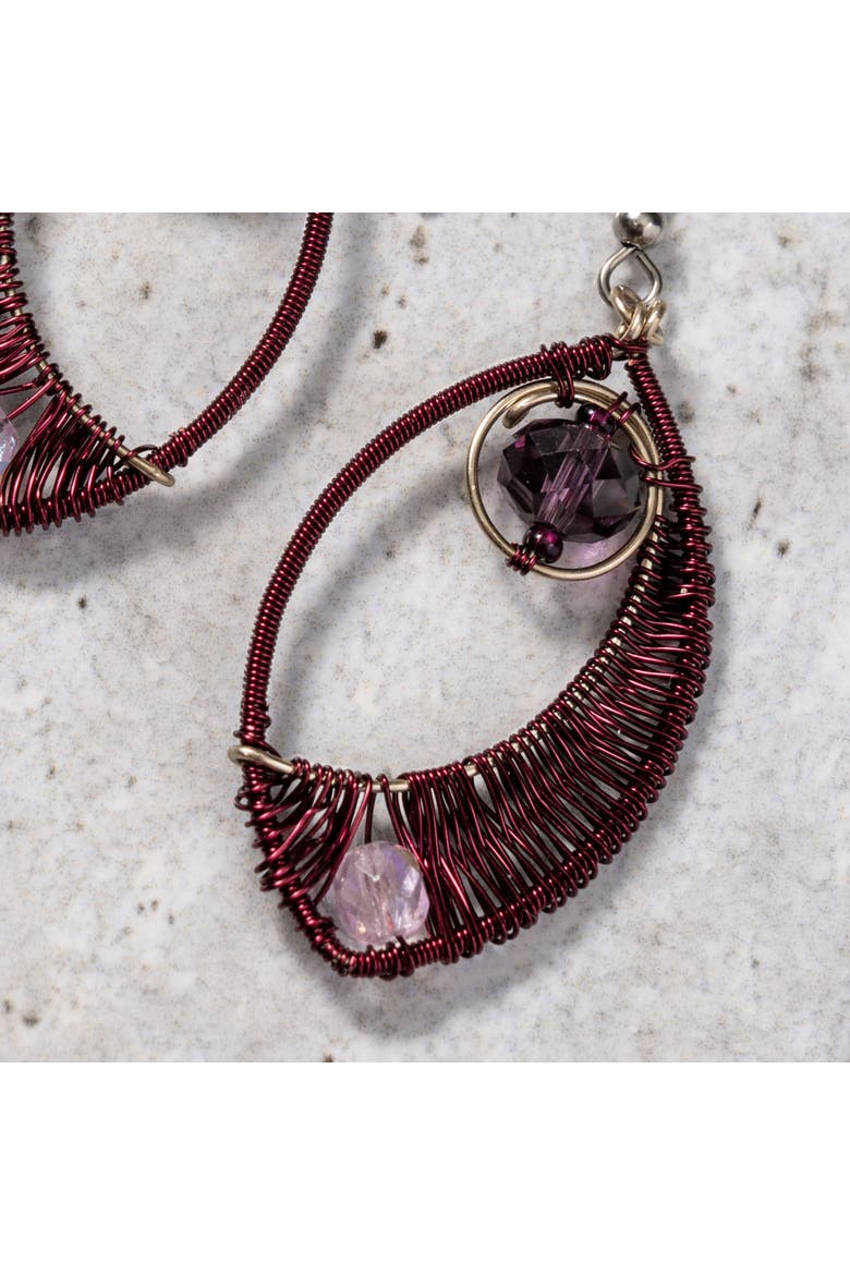 Ojo Wire Wrapped Earrings, Alternate, color, Purple