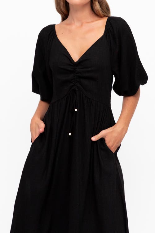 Label Of Love Puff Sleeve V Neck Maxi Dress In Black