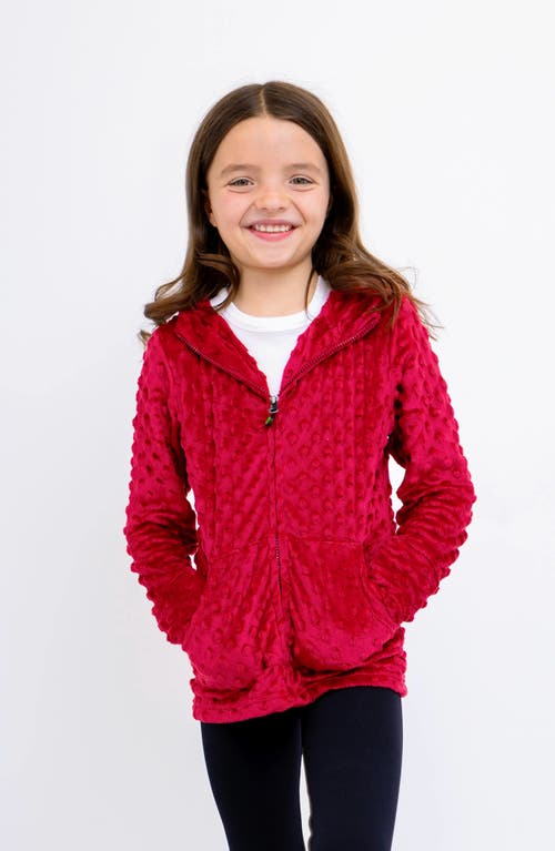 Limeapple Minky Bubble Zip Hoodie In Red