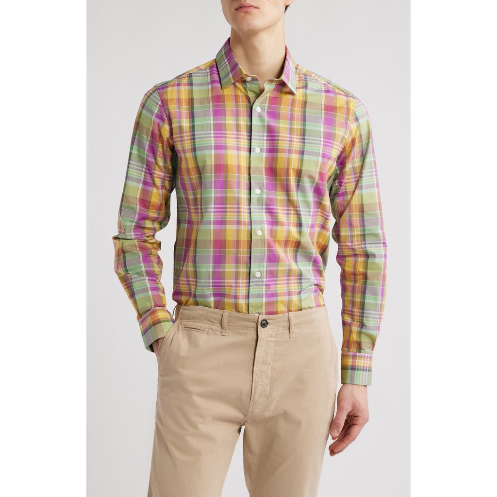 Scott Barber Weekend Plaid Cotton Button-up Shirt In Multi