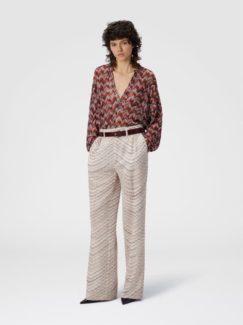 Missoni Mid-rise Tailored Pants With Zigzag Pattern In White
