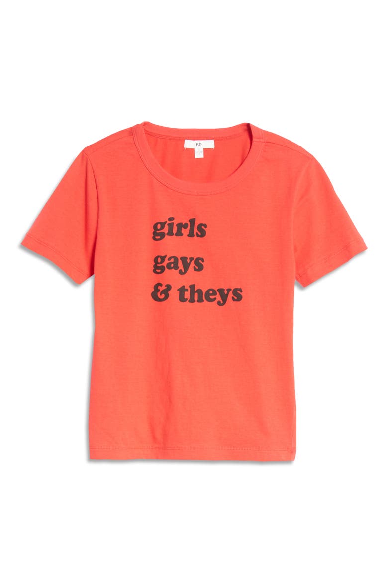 Pride Gender Inclusive Graphic Baby Tee, Alternate, color, RED GIRLS/ GAYS/ THEYS
