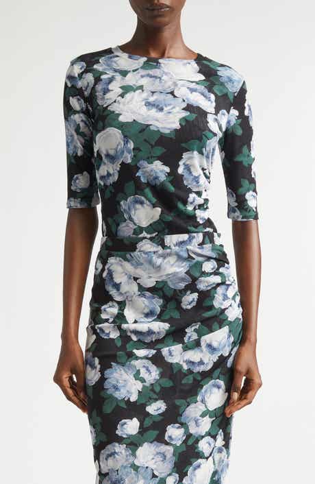 Bunch of Roses Gathered Mesh Top