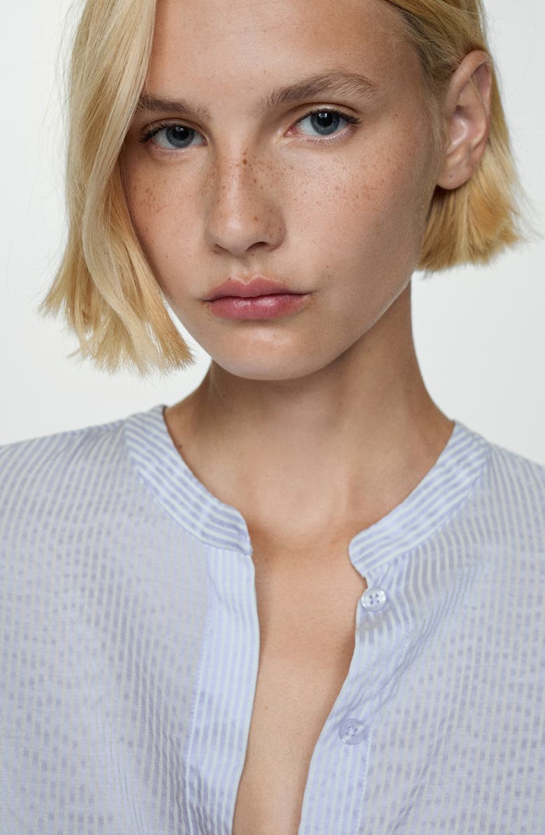 MANGO Stripe Flowy Button-Up Shirt, Alternate, color, 