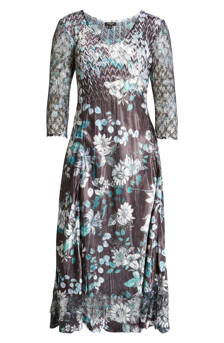 Komarov Charmeuse & Lace A-Line Dress, Alternate, color,