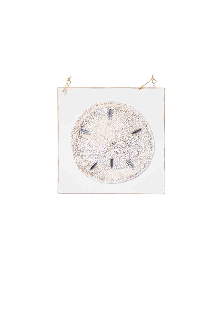 Sand Dollar Ceramic Coastal Christmas Tree Ornament, Alternate, color, White