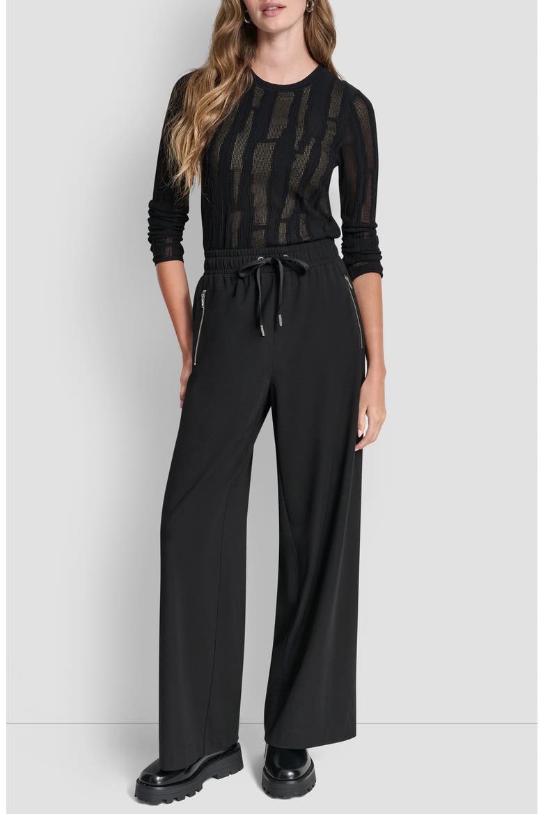 Bank St Wide Leg Pull-On Pants, Alternate, color, BLACK