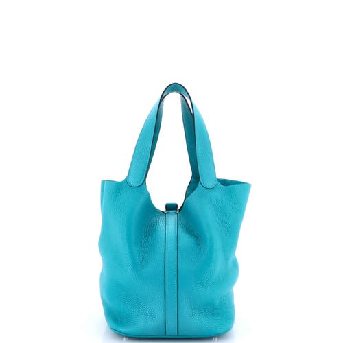 Pre-owned Hermes Hermes Picotin Lock Bag Clemence Gm In Blue