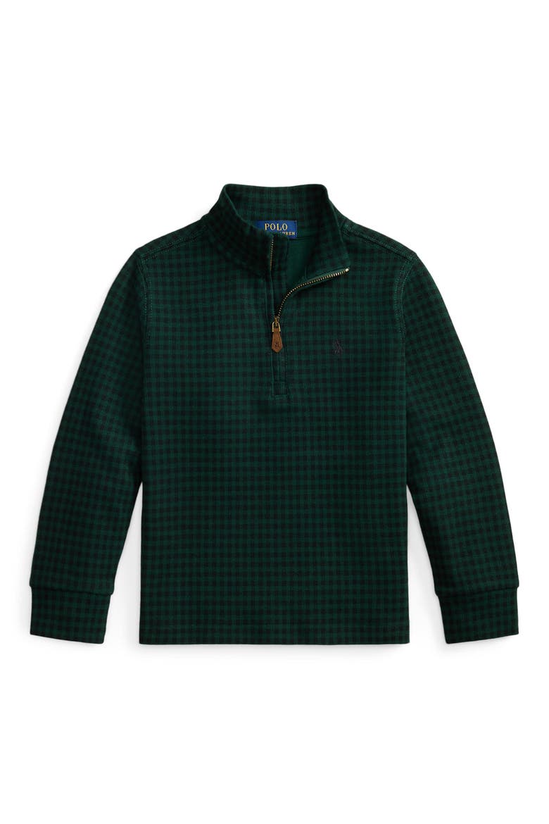 Kids' Check Estate Rib Quarter Zip Pullover, Main, color, MICRO HOLIDAY CHECK
