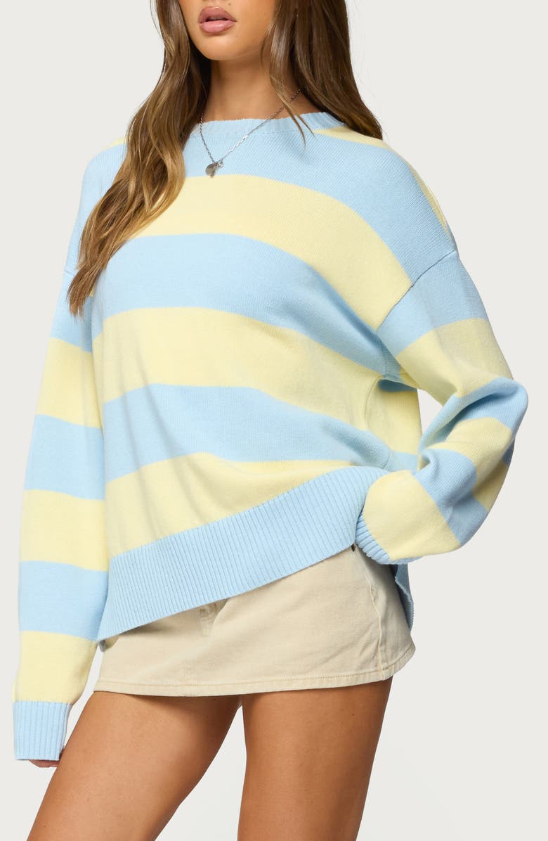 EDIKTED Riley Stripe Oversize Cotton Sweater, Alternate, color, 