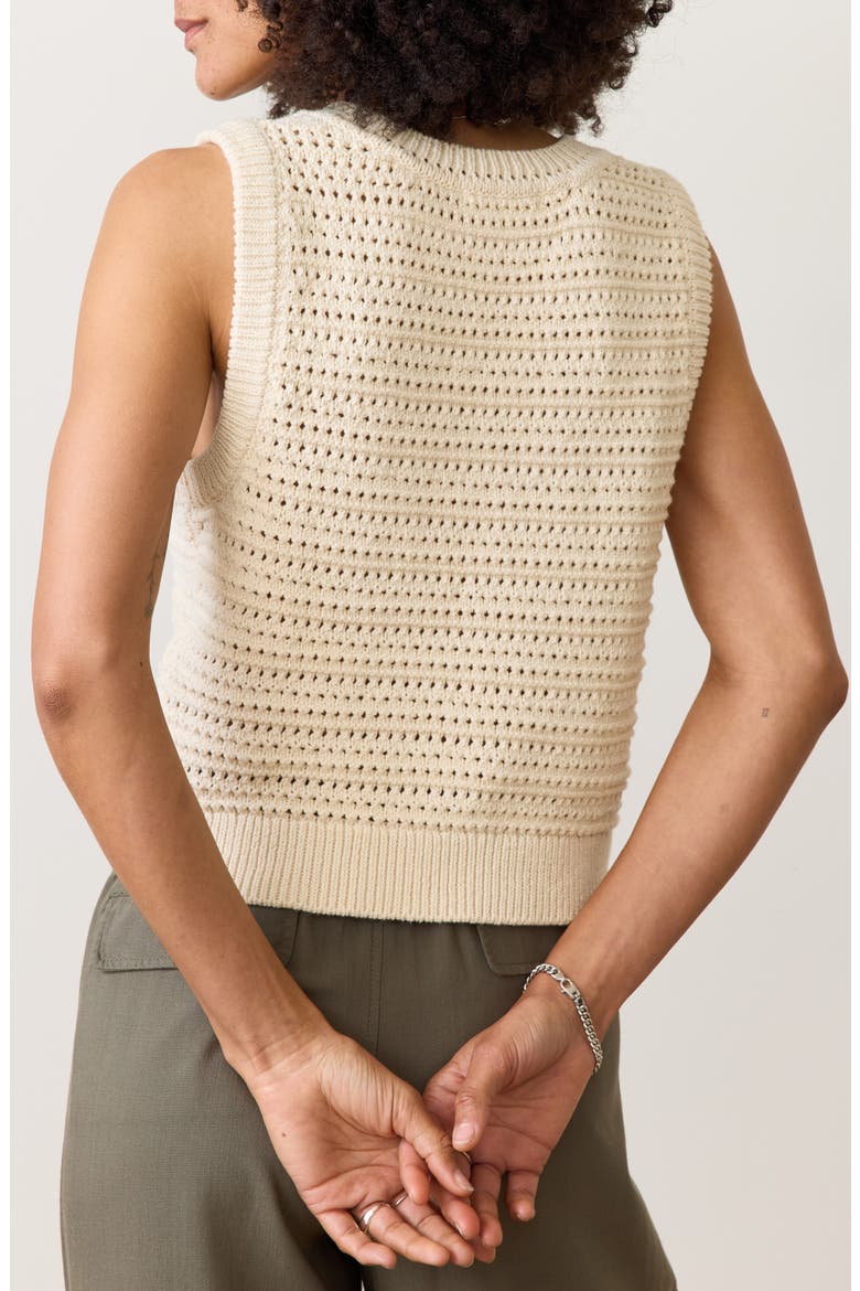 Crochet V-Neck Sweater Vest, Alternate, color, CREAM