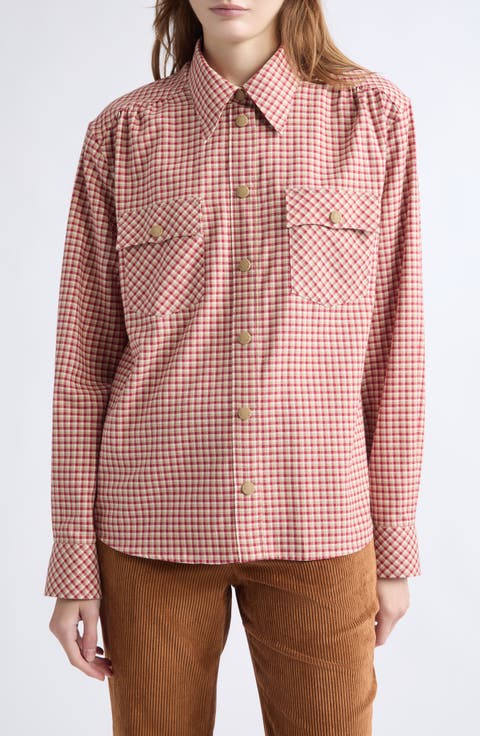 Gingham Cotton Snap-Up Shirt