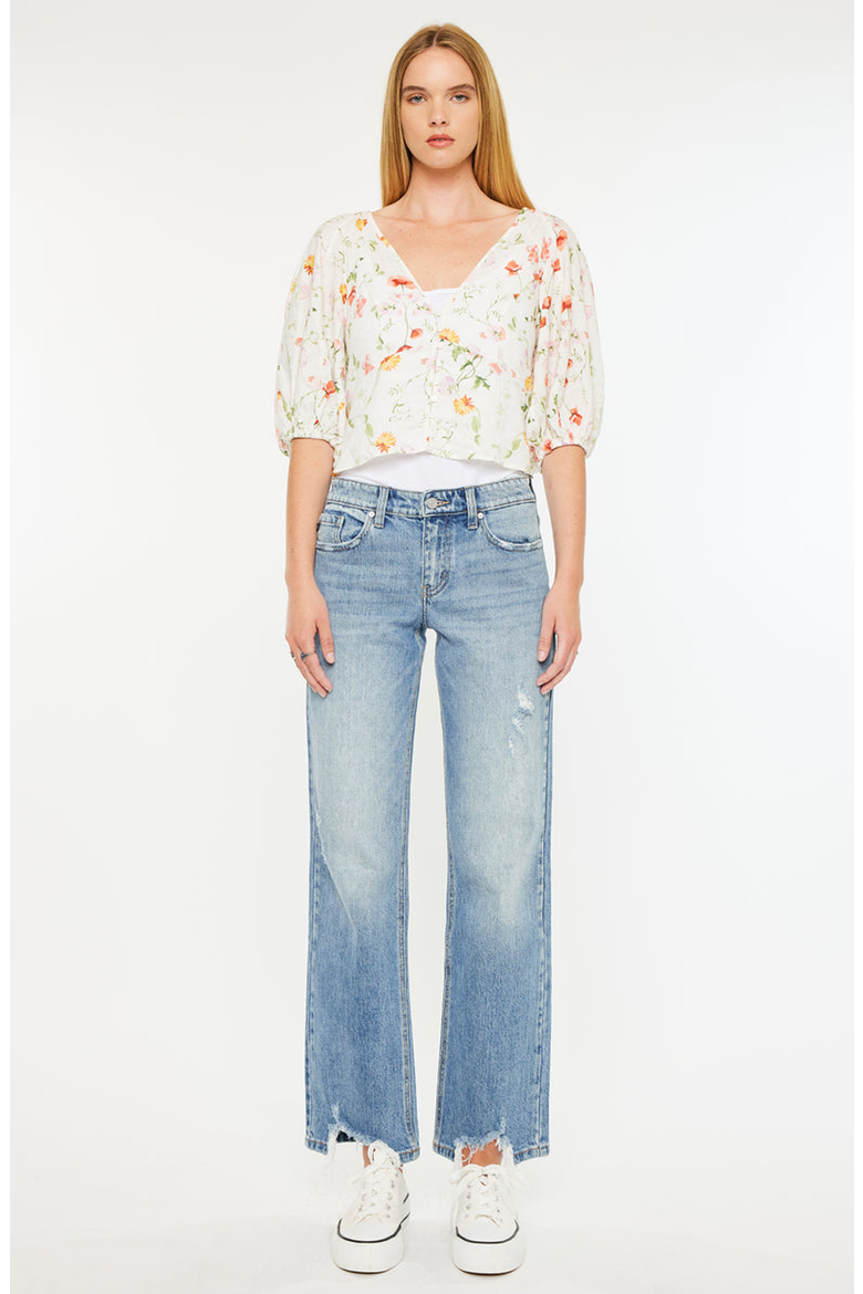 Thalia Mid Rise True Straight Leg Jeans, Main, color, Medium Wash