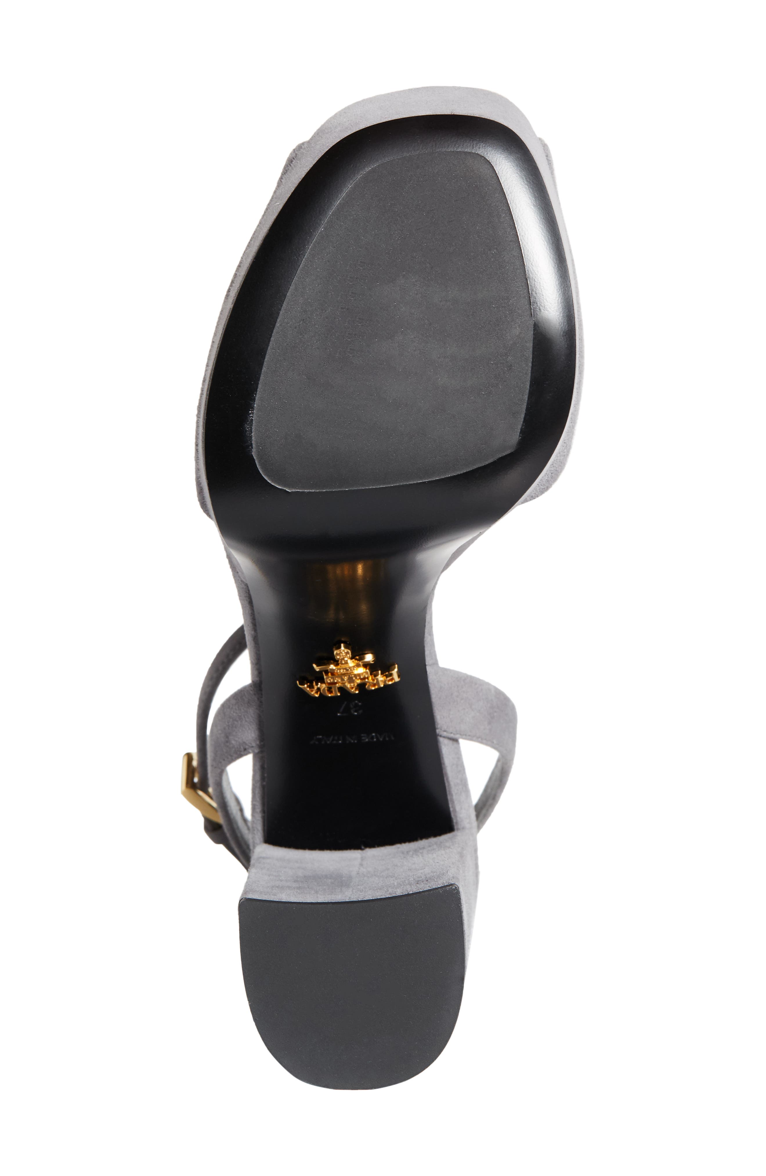 Prada Logo Platform Sandal, Alternate, color, Ghiaia