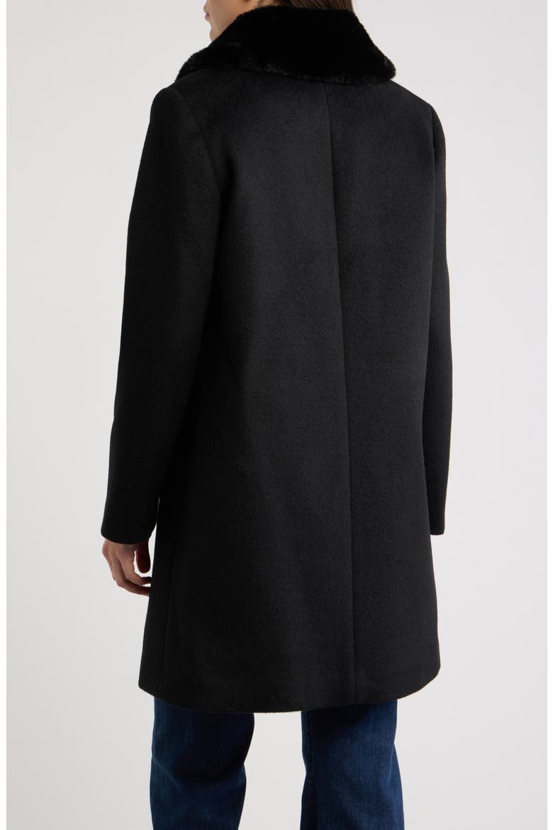 Faux Fur Collar Single Breasted Coat, Alternate, color, BLACK
