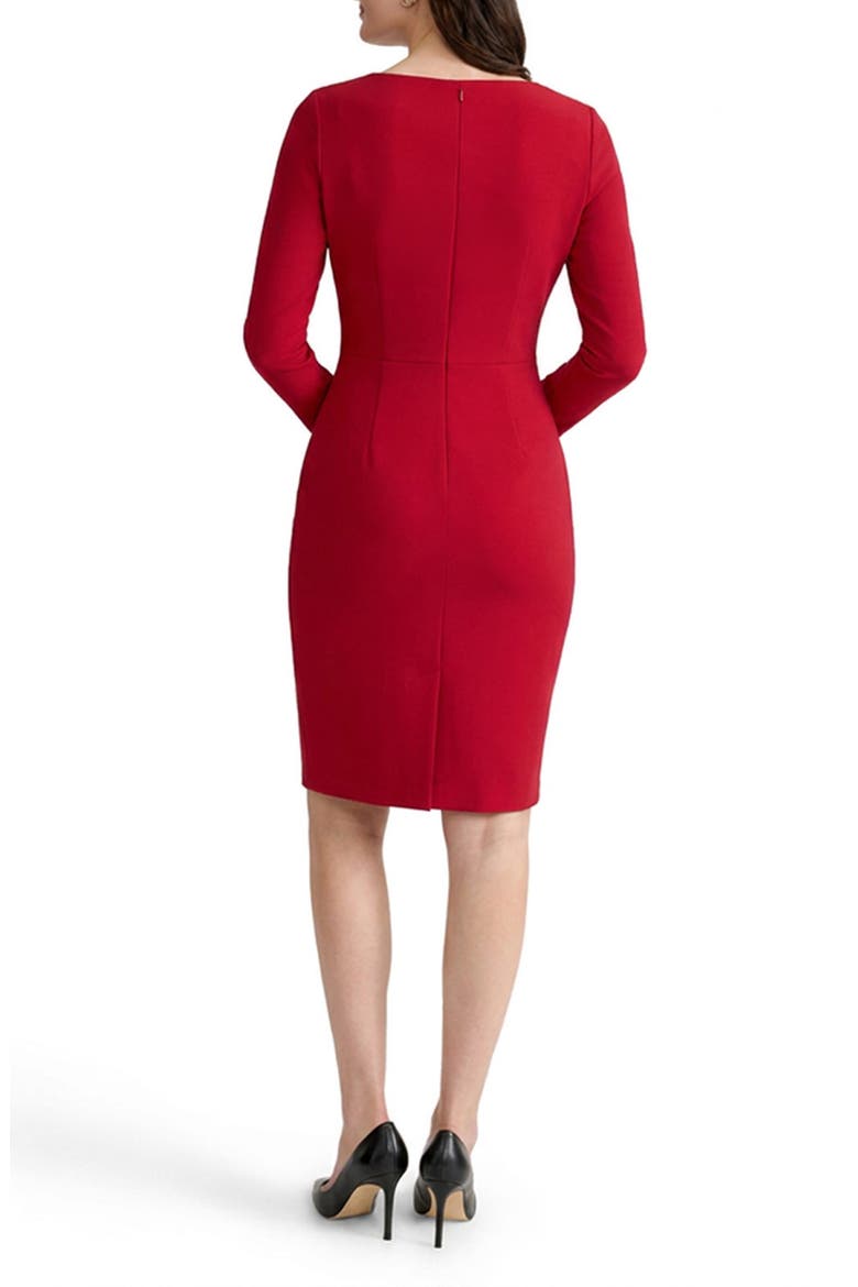 Twist Front Long Sleeve Sheath Dress, Alternate, color, FIRE RED
