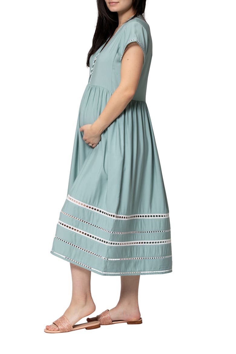 Delphi Maternity Midi Dress, Alternate, color, SAGE GREEN