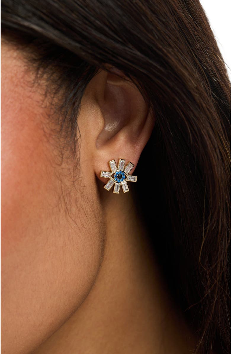 Alex and Ani Evil Eye Statement Stud, Alternate, color, Gold Blue