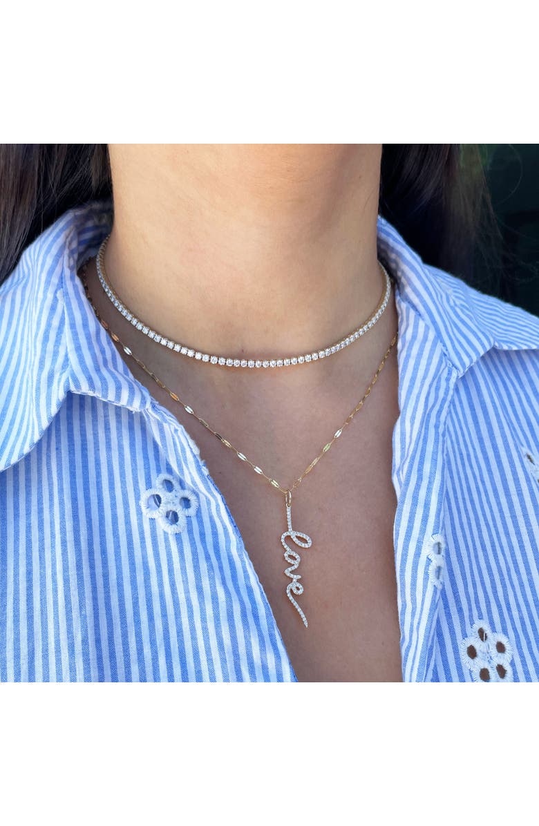 The Lovery Fine Jewelry Diamond Script Love Charm, Alternate, color, Yellow Gold