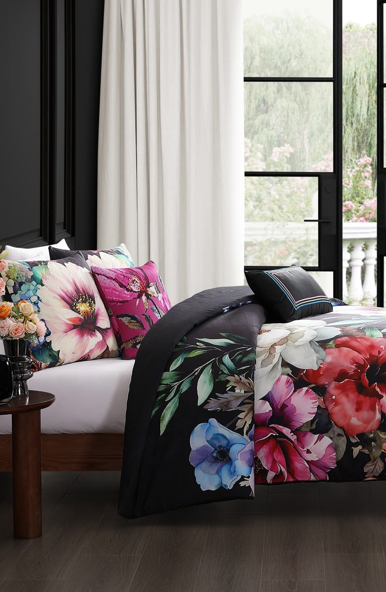 Bebejan Black Night Poppies Reversible 5-Piece Comforter Set, Alternate, color, Black