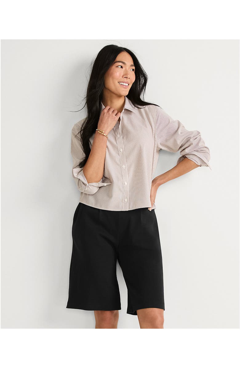 Lands' End Knit High Rise Pleated 12" Bermuda Shorts, Alternate, color, Black