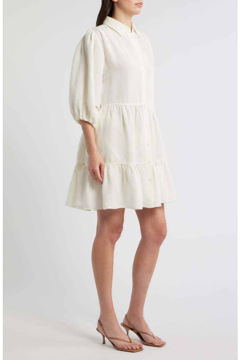 Linen Blend Balloon Sleeve Dress, Alternate, color, SOFT CREAM