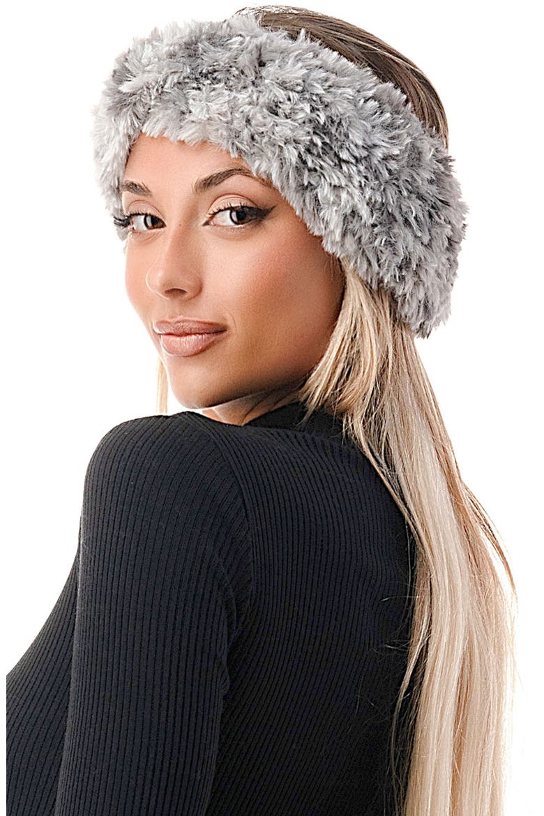 Faux Fur Headband, Alternate, color, GREY