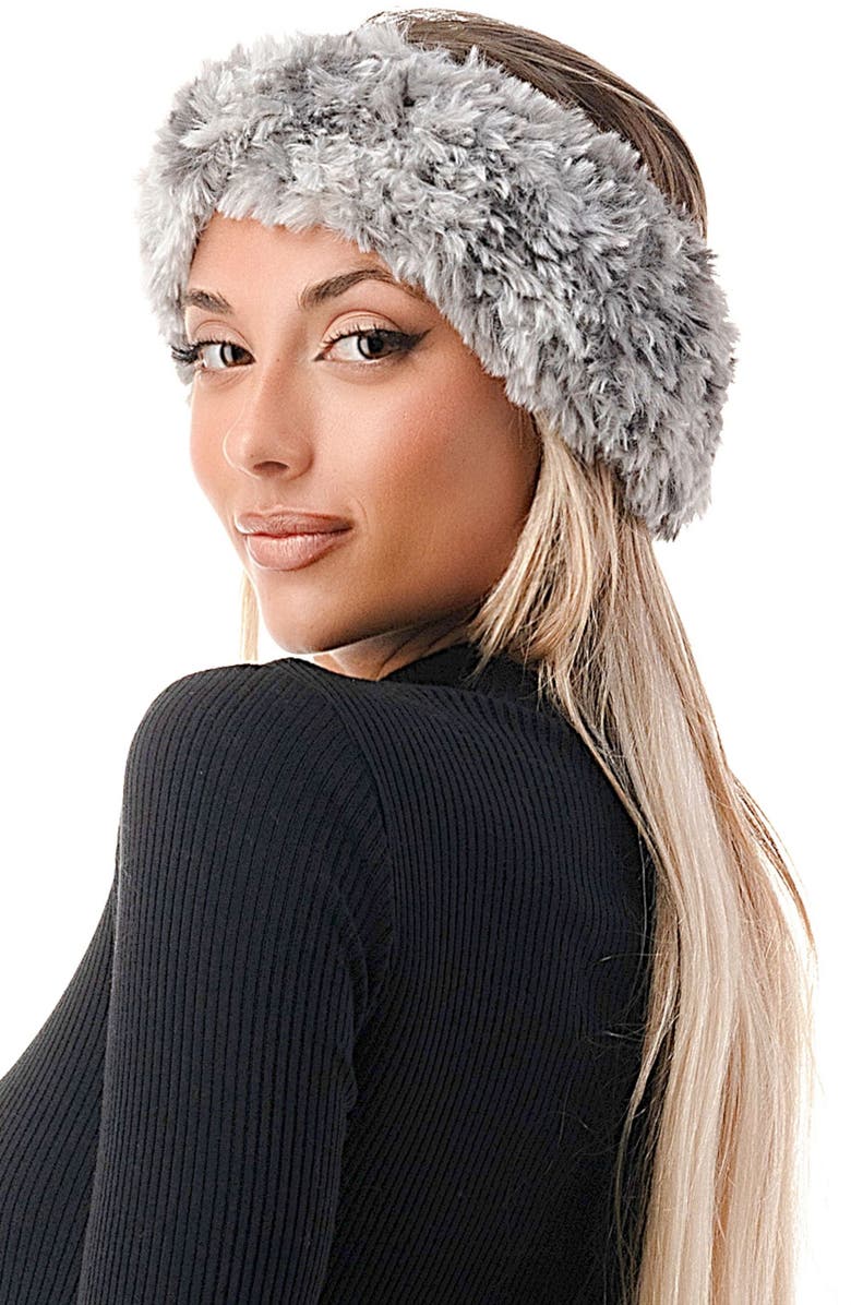 MARCUS ADLER Faux Fur Headband, Alternate, color, Grey