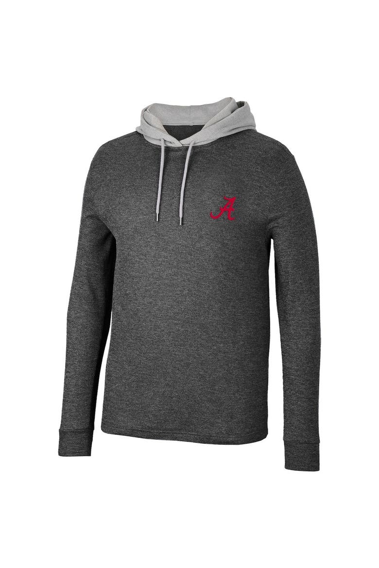 Men's Colosseum Black Alabama Crimson Tide Ballot Waffle-Knit Thermal Long Sleeve Hoodie T-Shirt, Alternate, color, Black