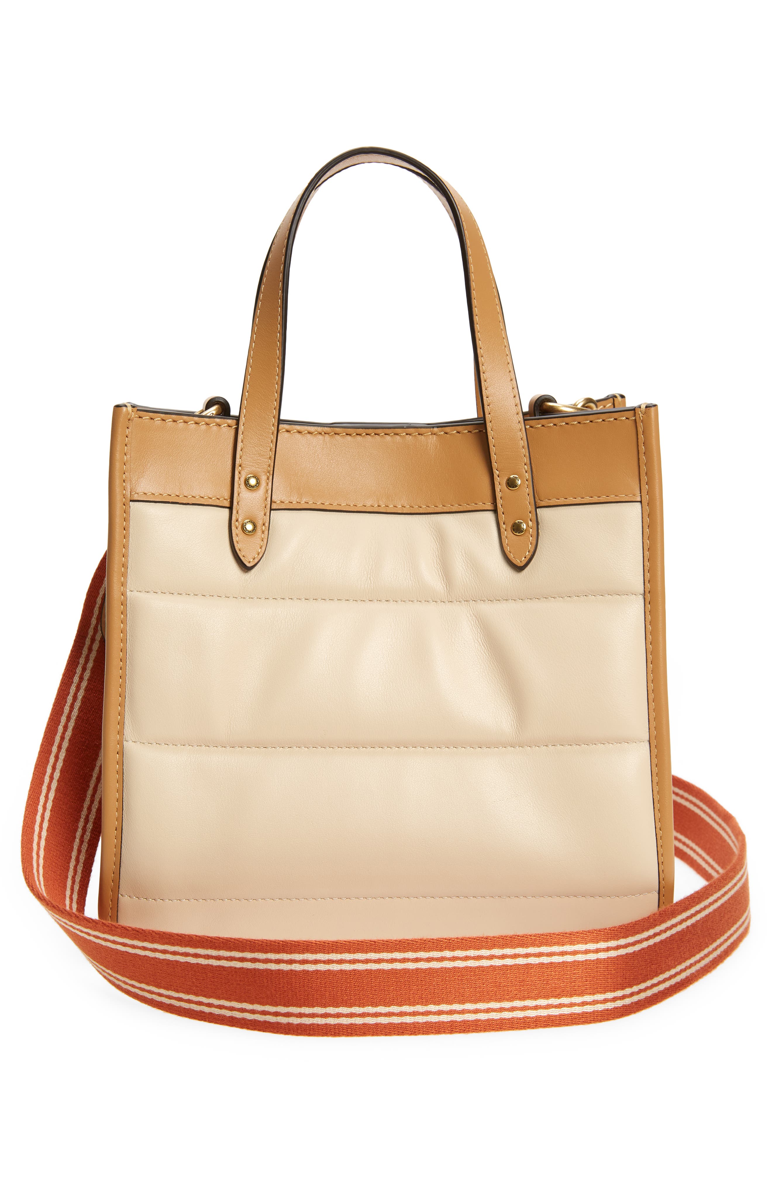 COACH Quilted Colorblock Badge Leather Tote, Alternate, color, 