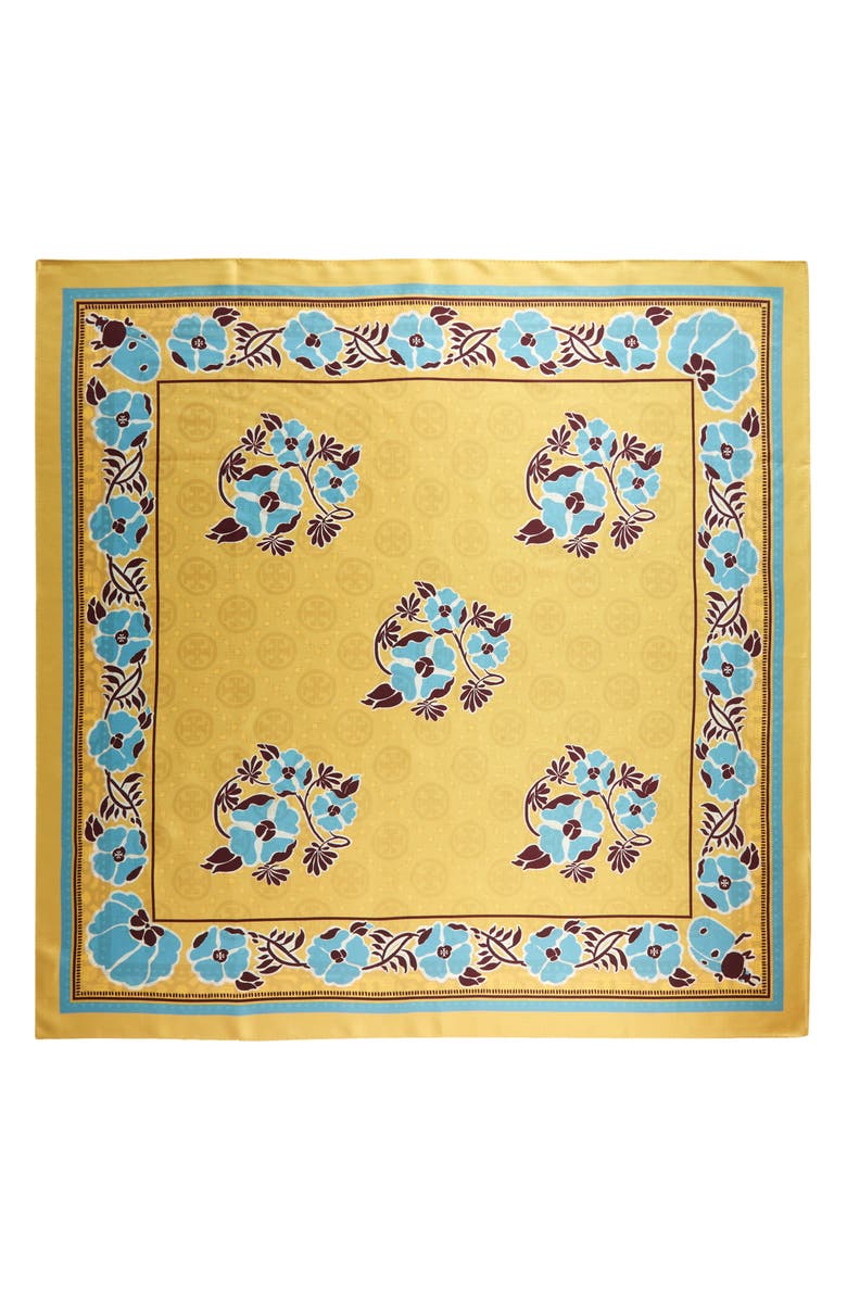 Tory Burch Floral Medallion Reversible Silk Square Scarf, Alternate, color,