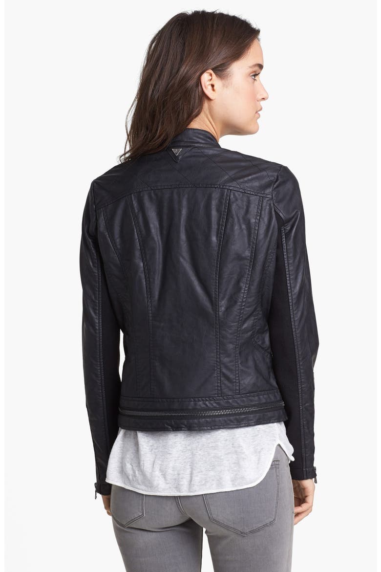 Faux Leather Moto Jacket, Alternate, color, BLACK