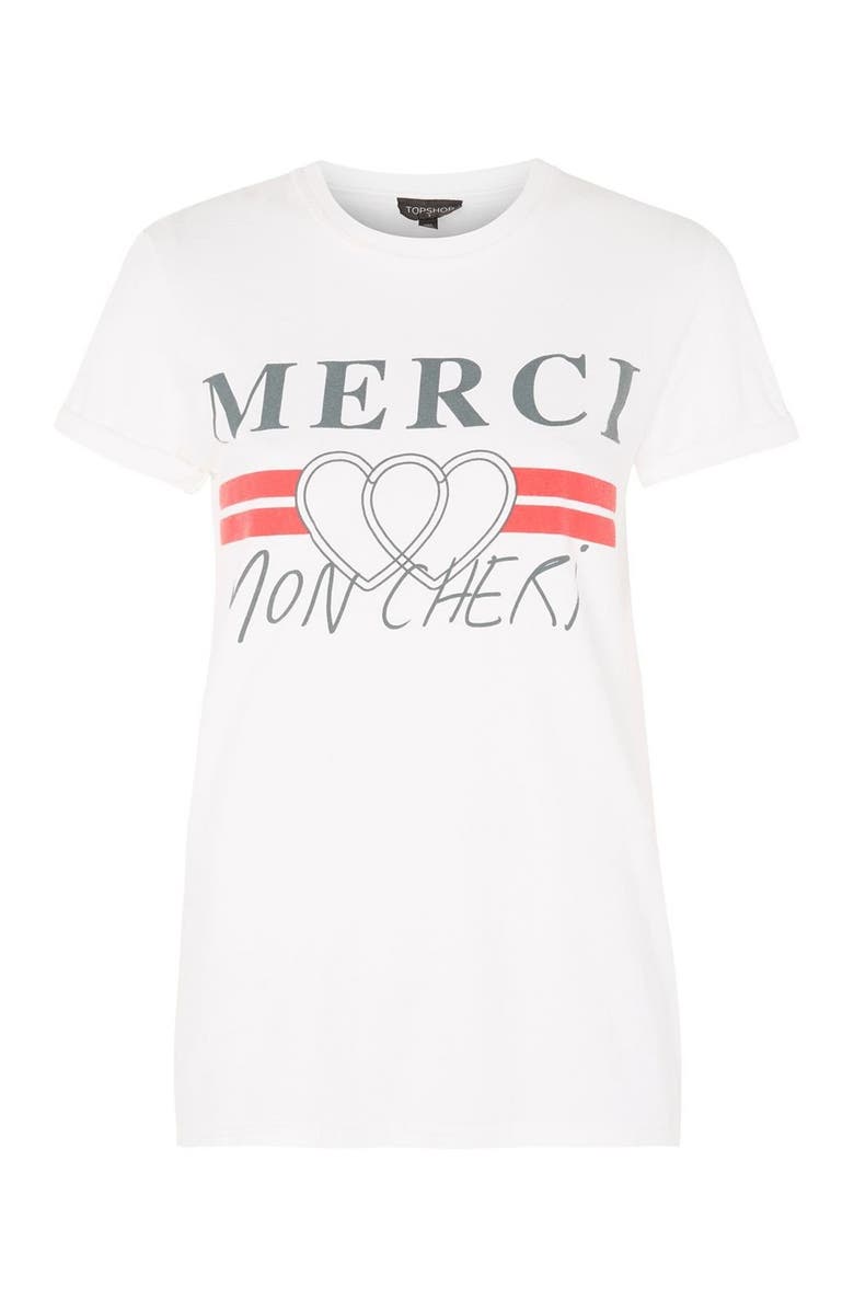 Topshop Merci Mon Cheri Tee, Alternate, color, 