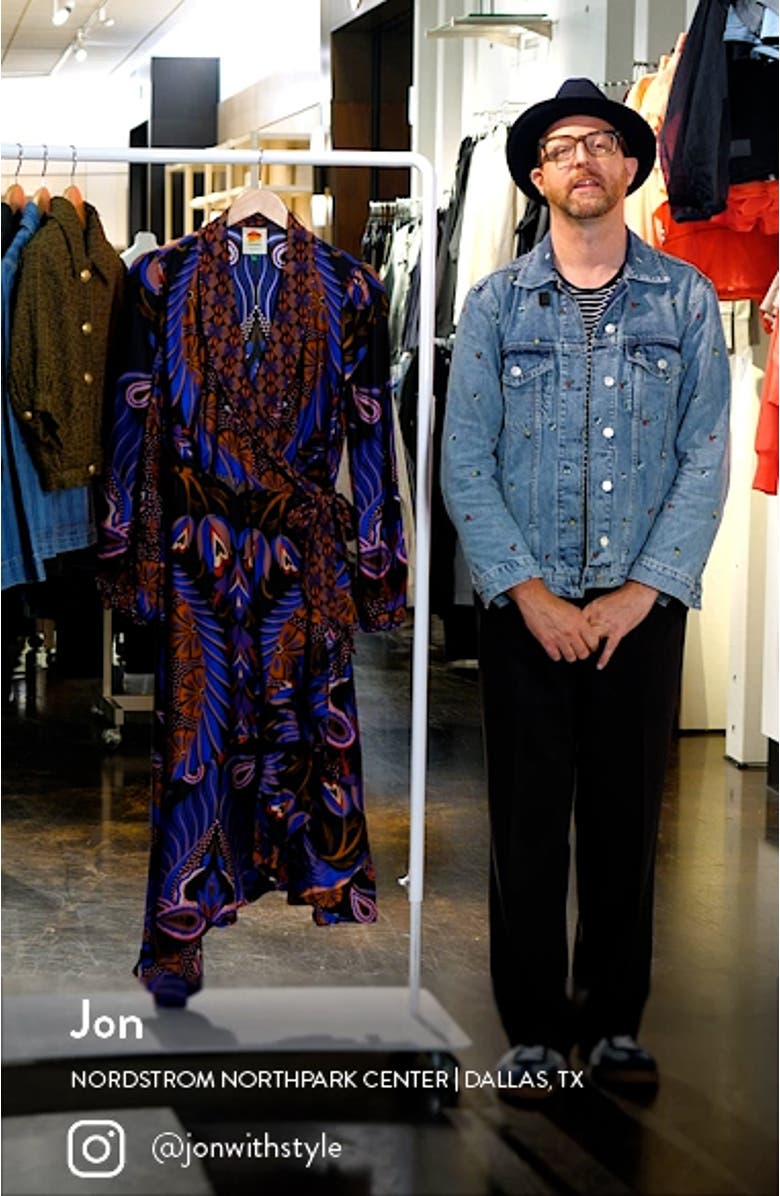 Heart Forest Asymmetric Hem Long Sleeve Wrap Dress, sales video thumbnail