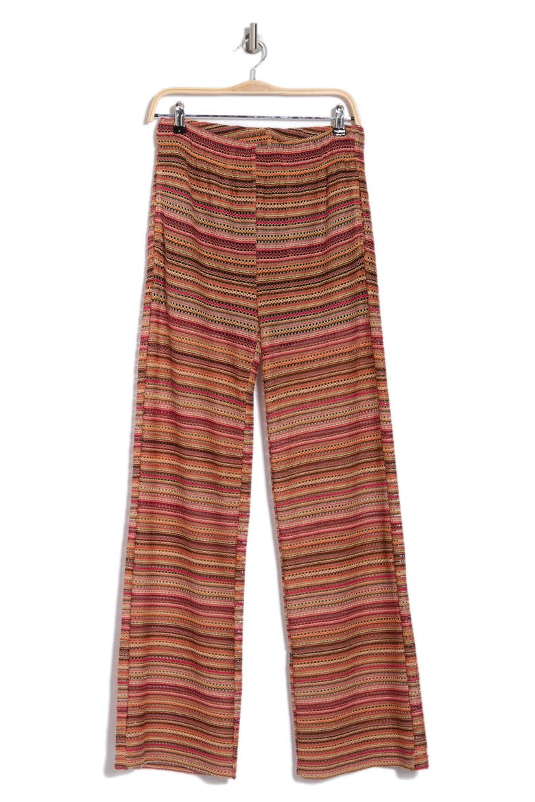 Open Stitch Wide Leg Pants, Alternate, color, BRANDY BROWN