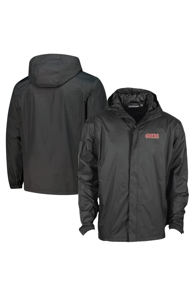 DUNBROOKE Men's Dunbrooke Black San Francisco 49ers Tropic Waterproof Packable Full-Zip Hoodie Jacket, Alternate, color,