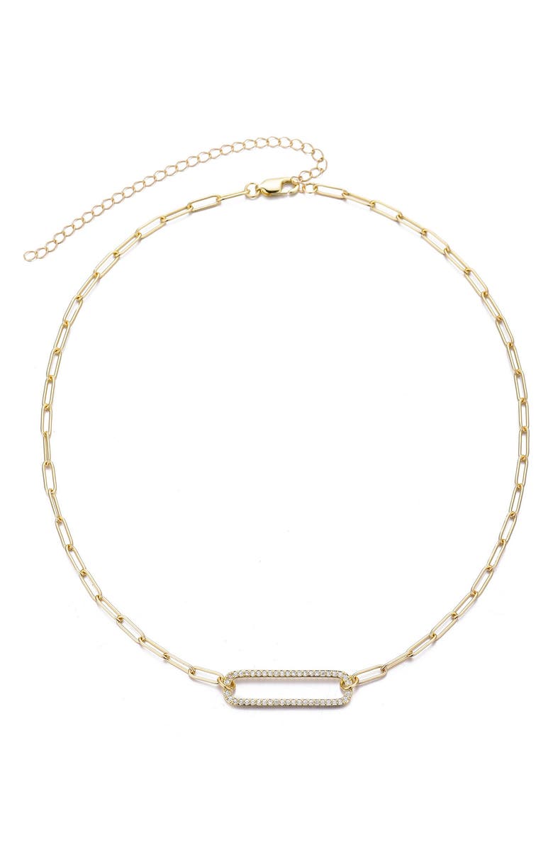 Adornia Cubic Zirconia Chain Necklace, Alternate, color, Gold