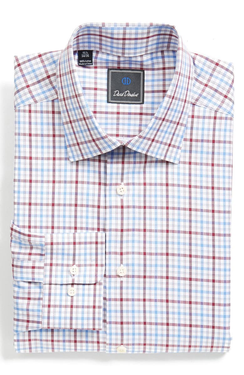 David Donahue Regular Fit Plaid Dress Shirt, Main, color, 