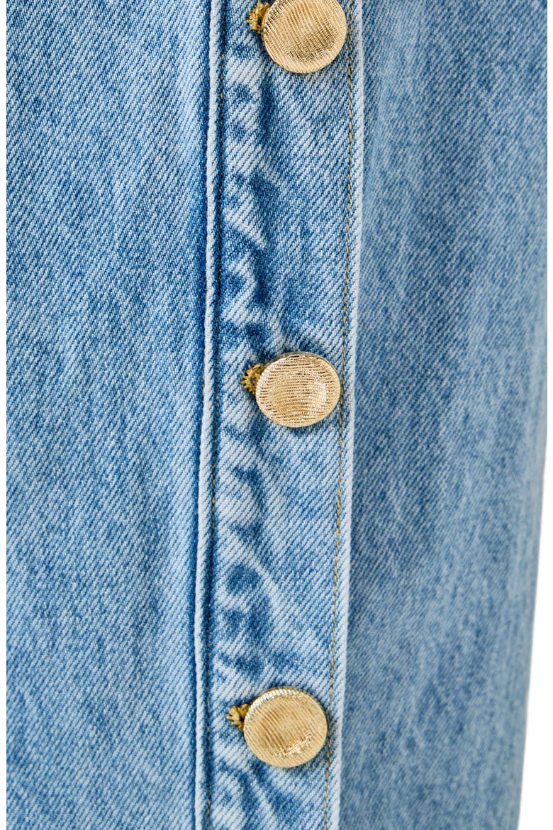 Side Buttoned Mid Waist Straight Leg Jeans, Alternate, color, DENIM