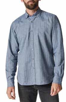 Cotton Herringbone Button-Up Shirt