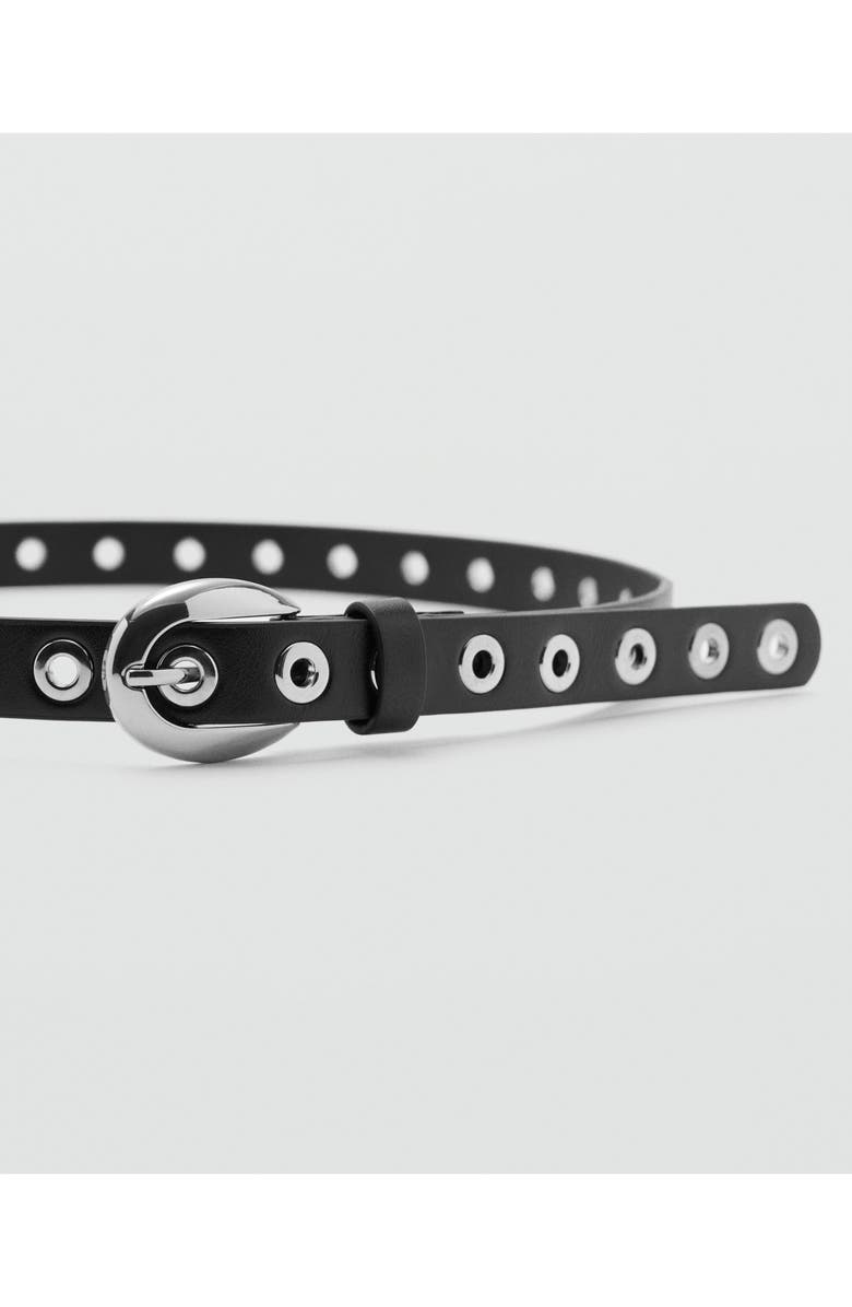 MANGO Thin Eyelets Belt, Alternate, color, Black