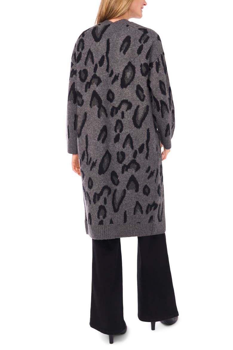 Animal Print Longline Cardigan, Alternate, color, MEDIUM HEATHER GREY