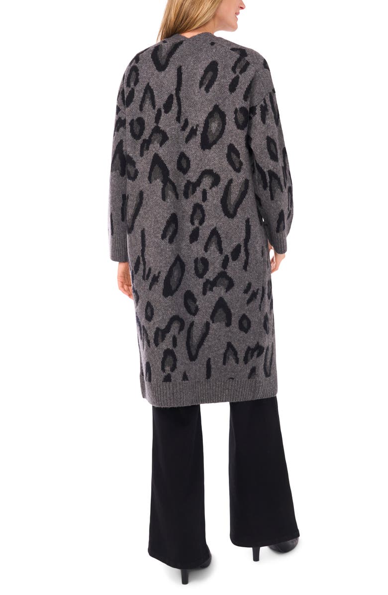 Vince Camuto Animal Print Longline Cardigan, Alternate, color, Medium Heather Grey