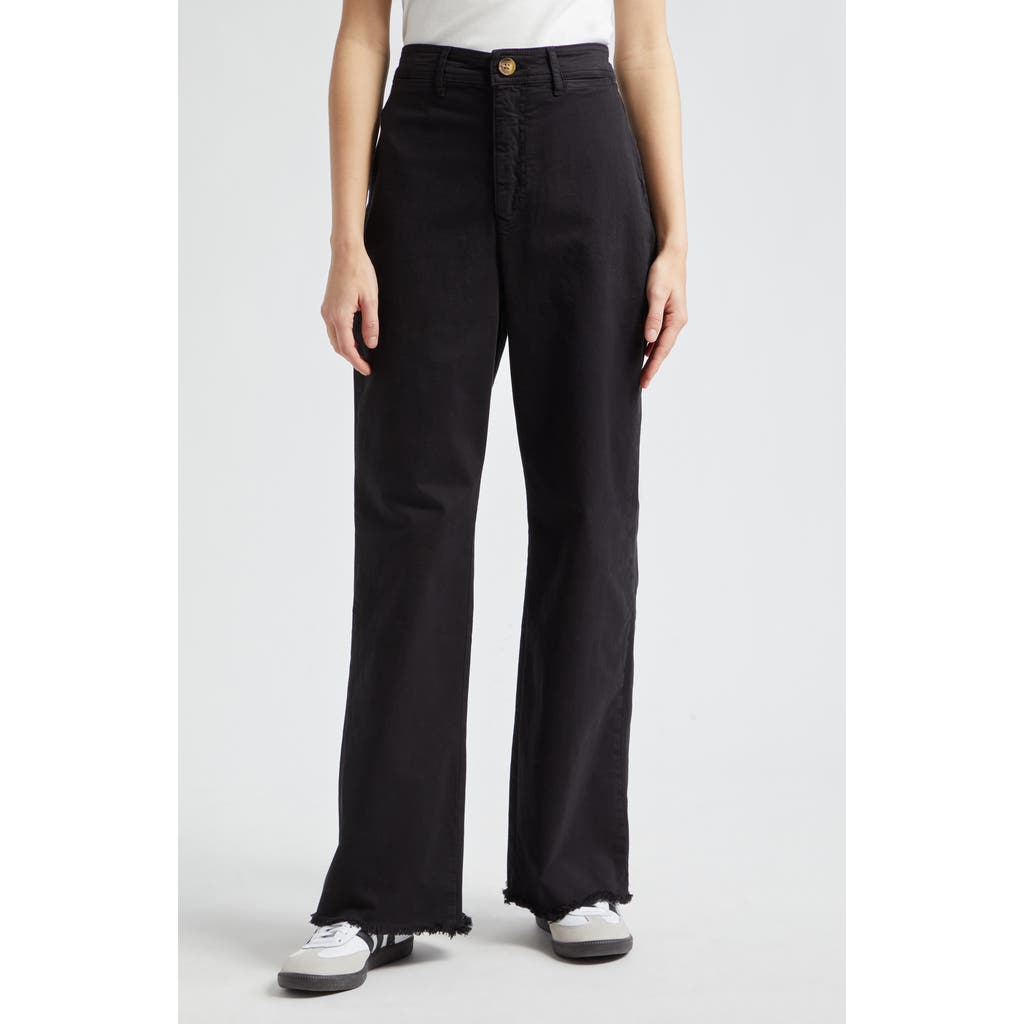 Marine Layer Raw Hem Wide Leg Jeans In Faded Black